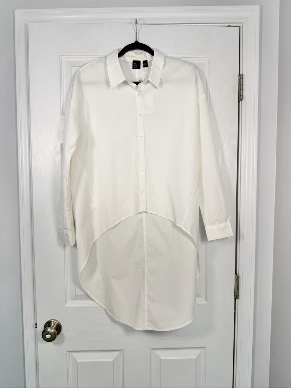 Eileen Fisher Project Classic Collar High Low Blouse Shirt Top